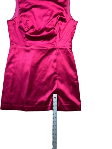 House of Harlow 1960 Low Back Deep V Satin Mini Short Dress in Hot Pink Size 12 - Picture 5 of 8