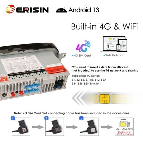 AUTORADIO GPS FIAT 500L ANDROID 13 Wi-Fi 4G DSP CARPLAY Auto ERISIN ES6754L - Imagen 7 de 9