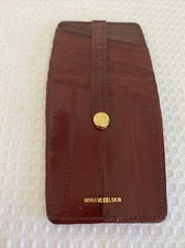 Genuine Eel Skin Snap Two-Sided 12 Credit Card Holder Burgundy Never Used