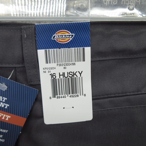 Dickies Boys Flat Front Pants 16 Husky Charcoal Gray Classic Fit Straight LegNew - Picture 4 of 11
