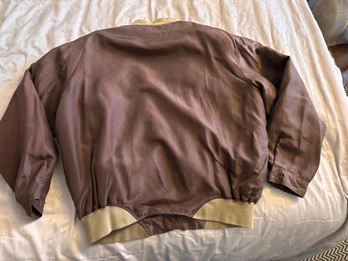 vintage 1990's mens Silk thread collection, brown silk bomber jacker , XL - Picture 11 of 14