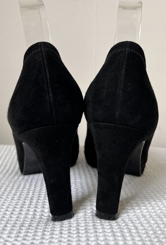 Stuart Weitzman Black Heels - Size 4.5 Russell & Bromley Suede Peep Toe Platform - Picture 3 of 8