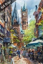 St. Lawrence Market watercolor Art 4x6 Print
