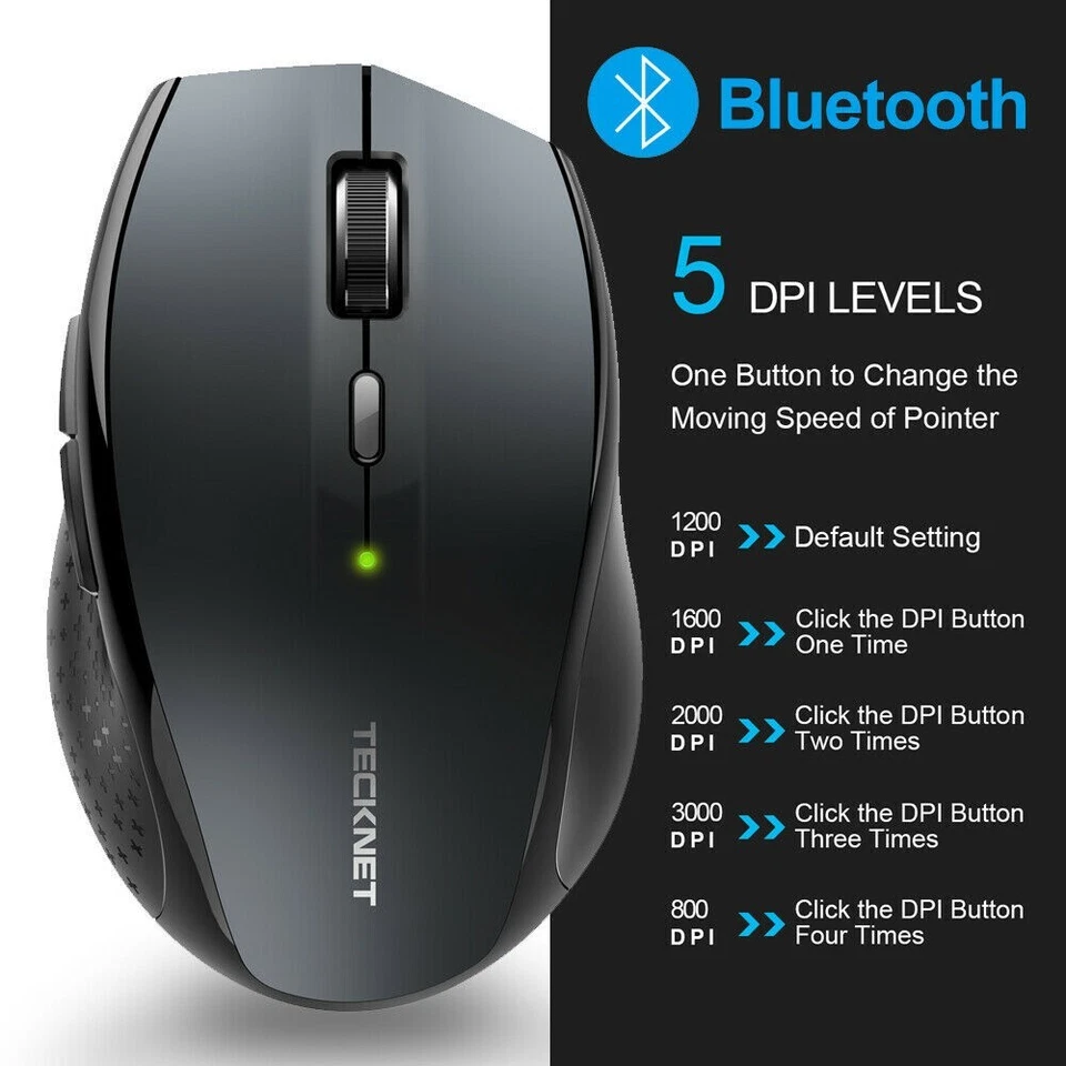 TeckNet Wireless Cordless Mouse USB Optical Scroll 2.4GHz For PC Laptop Computer - Image 4 of 4