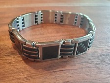 Stainless Steel SHR Mens Bracelet With Black Carbon Fiber Inlay