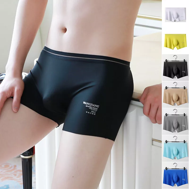 Men's Underwear Boxer Briefs Ice Silk Shorts Panties Bulge Pouch Underpants