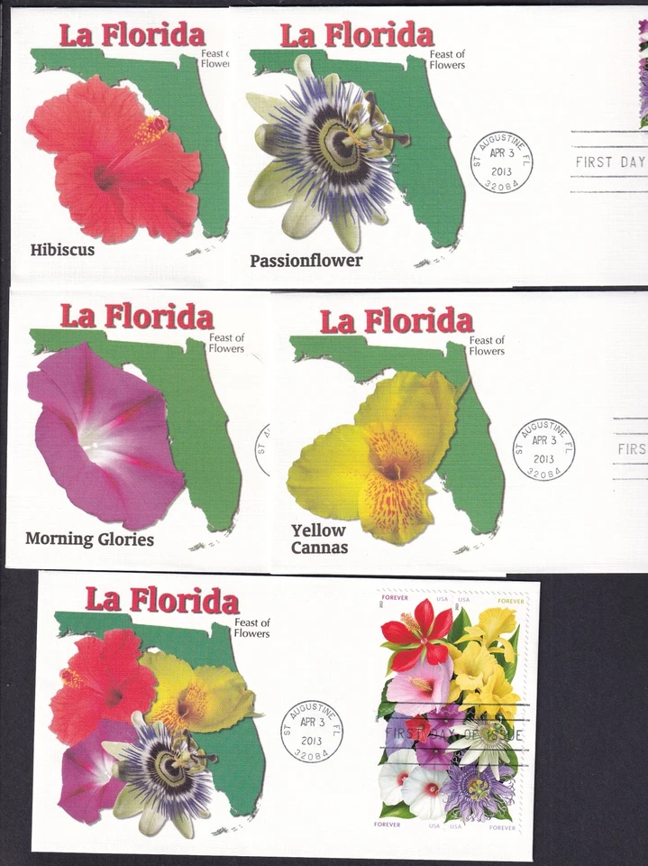 2013 La Florida Spanish 400th anniv. Sc 4750-4753a FDCs set 5 Fleetwood cachtse - Image 2 of 3