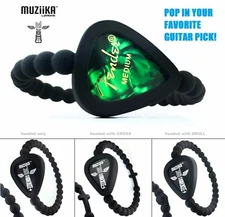 MUZiiKA by Pickbandz Guitar Pick Beaded Bracelet pick holder holds up to 4 picks