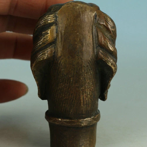Victorian Antique Walking Stick handle with Bronze Dog Head Walking Stick handle - Picture 4 of 5