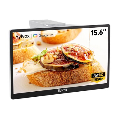 Sylvox 15.6'' Kitchen TV Google TV 1080P FHD Compact Foldable 90 ° 12V TV RV TV