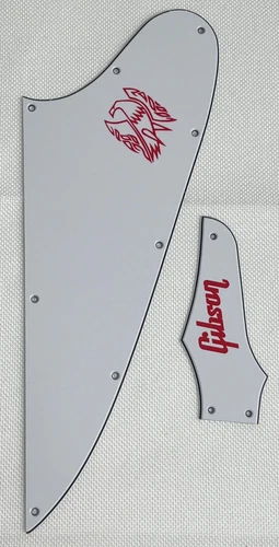 White 3-Ply For Fit Gibson Firebird & Truss Rod Cover Red Logo Guitar Pickguard