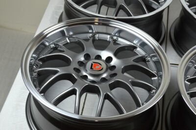 Set of 4 New 16x7 DDR R1 Gunmetal/Machined Lip 16