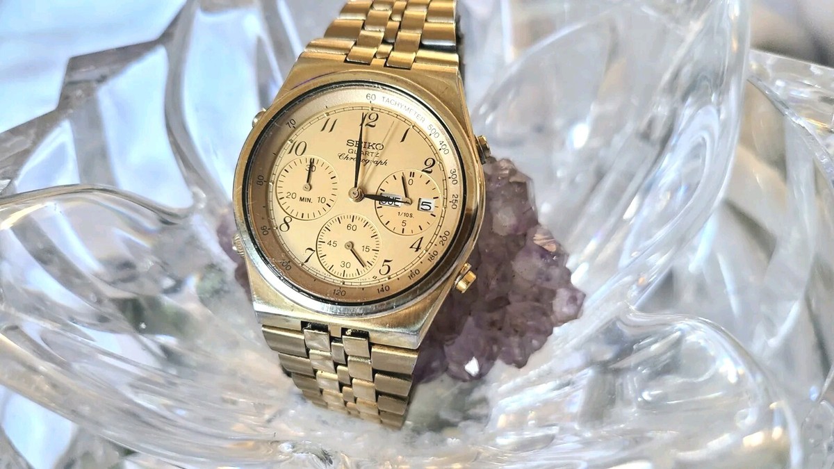 534/80年代 レア 海外モデル セイコー 7A38-7289 クロノグラフ Rare Vintage Seiko Chronograph Watch Men's Gold Tone 7A38