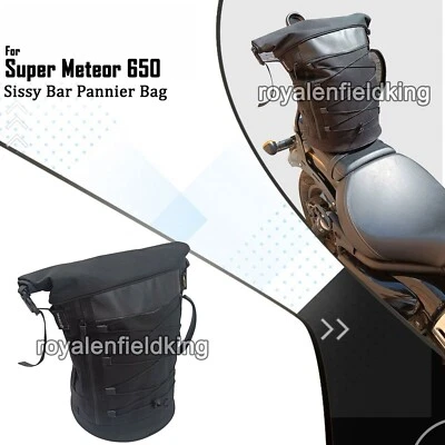 Compatible Avec Royal Enfield "SUPER METEOR 650" Sissy Bar Sacoche, Noir - Photo 1/4