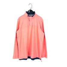 Cotton Traders Coral Pink High Neck 1/4 Zip Pique Sweatshirt - Size L