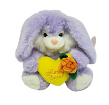 NOVELTY INC VINTAGE 1998 PURPLE BUNNY HAPPY EASTER HEART STUFFED ANIMAL PLUSH