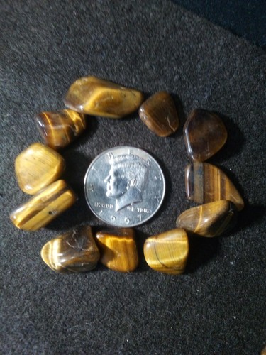 15 Gold Tiger Eye Tumbled Stones Crystal Healing Chakra Reiki Gemstone Bulk Lot - Picture 2 of 9