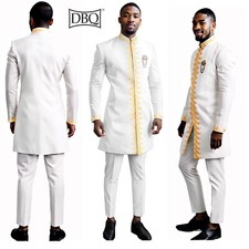 Men's Gold Embroidery Blazer and Pants Set Dashiki Traditional African Clothes