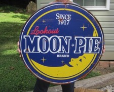 LARGE 24" Moon Pie Metal Embossed Advertising Sign For Man Cave on The Hot Collector
