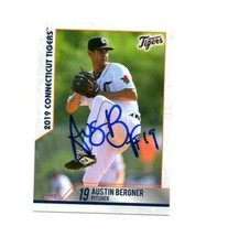 Austin Bergner 2019 Connecticut Tigers autograph signed baseball card UNC