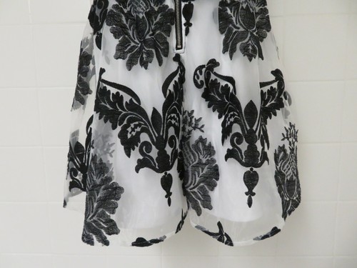 Crystal Doll 13 Juniors Illusion Embroidered Floral Short Dress Black White - Picture 9 of 12