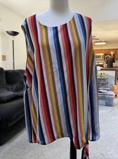 Ophelia Roe Multi Color Sleeveless Striped Top Size 3 X Free Shipping