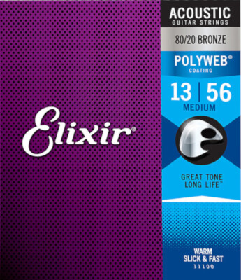 Elixir 11100 Polyweb - 80/20 Bronze, medium (013-056) - Gitarrensaiten