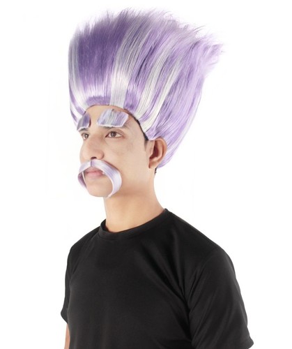 Adult Troll King Wig with Eyebrows & Mustache - Halloween Cosplay Hairpiece - Picture 32 of 121