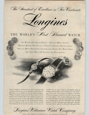 1955 Paper Ad Longines Men & Women's Watches Longines-Wittnauer Watch Co