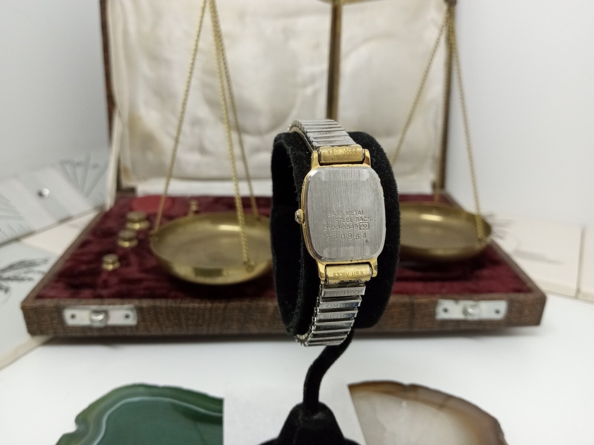 Vintage Seiko Watch Women Golden 1N00-5K29 Black‎ Dial Stretch Japan New Battery Vintage Seiko Womans Gold Tone Watch 1N00-5K29 Needs New  main image 2