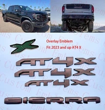 4PCS Doors Rear Matte Black AT4X OVERLAY Emblem 2023+ GMC Sierra 1500