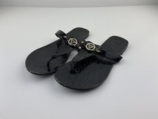 Guess Black Flats Thongs Sandals Charm Flip Flops Size 9 Shoes