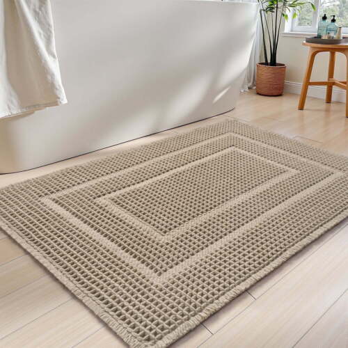 Bathroom Rugs Mat Waffle Bath Rug Super Absorbent Non Slip Bath Mat Machine