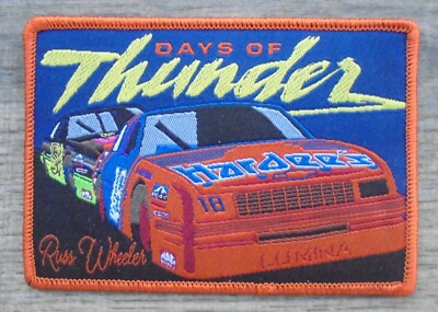 #18 RUSS WHEELER-DAYS OF THUNDER-HARDEE'S-LUMINA IRON ON PATCH NEW 3 7/8X2 5/8