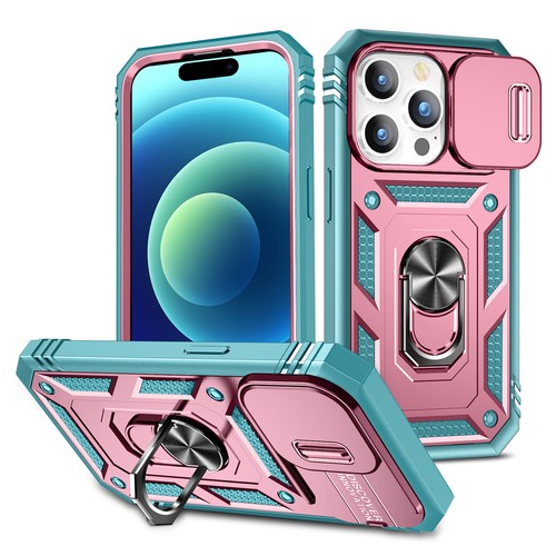 For iPhone 16 15 14 13 12 Pro Max Card Ring Stand Slide Camera Shockproof Case - Picture 17 of 94