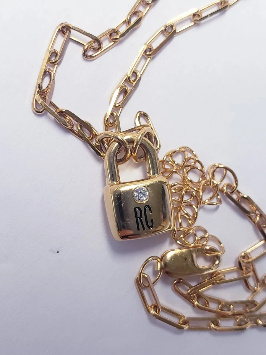 Toscana Italiana Reversible Initial Padlock Pendant w/ Paperclip Chain -  ShopHQ.com