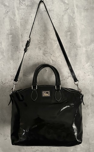 DOONEY & BOURKE Black Patent Leather Convertible Satchel/Shoulder Crossbody Bag