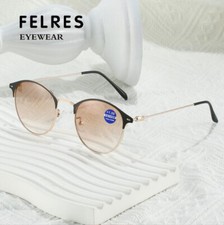 Bifocal Tinted Reading Glasses For Men Women Round Retro Outdoor Sunglasses New