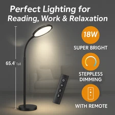Bright LED Floor Lamp 18W with Remote, Dimmable Standing Light for Bedroom Room