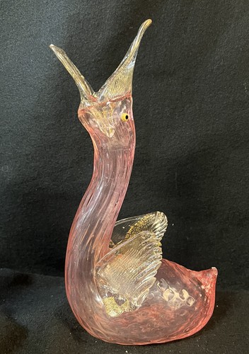 Rare Salviati Swan Vase 11.5” Gold Aventurine Murano Repaired Wing - Picture 3 of 12
