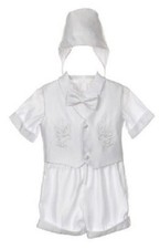 Baby Boy Christening Baptism white Outfit dove and Cross short set XS-S-M-L-XL
