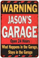 JASON'S Garage Warning Man Cave Wall DécorMetal Sign Sign 112180030027