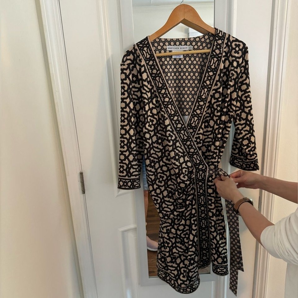 Gretchen Scott Jersey Wrap It Up Dress Rio Gio Women’s Size XL 3/4