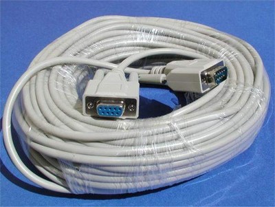 100ft DB9 Serial Male to Female 9-Wire Straight Thru Extension Cable