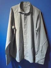 YVES SAINT LAURENT BLUE CHECK REGULAR FIT WORK/DRESS SHIRT UK 17.5" EU 44