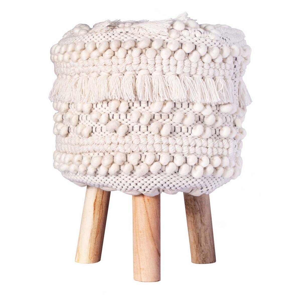 Tabouret bohème fait à la main d'exception Bohist III en bois brut