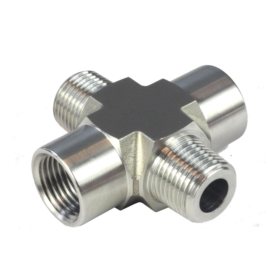 1/2" NPT Thread Fitting 4 Way Cross (M x F x M x F) Stainless Steel 304 - Image 4 of 4
