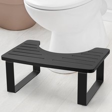 Bamboo Bathroom Toilet Stool Anti-Slip Ergonomic Potty Step for Adults Kids