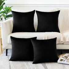 Set of 4 Decorative Throw Pillow Covers Soft Velvet Solid Square Pillow Cases...