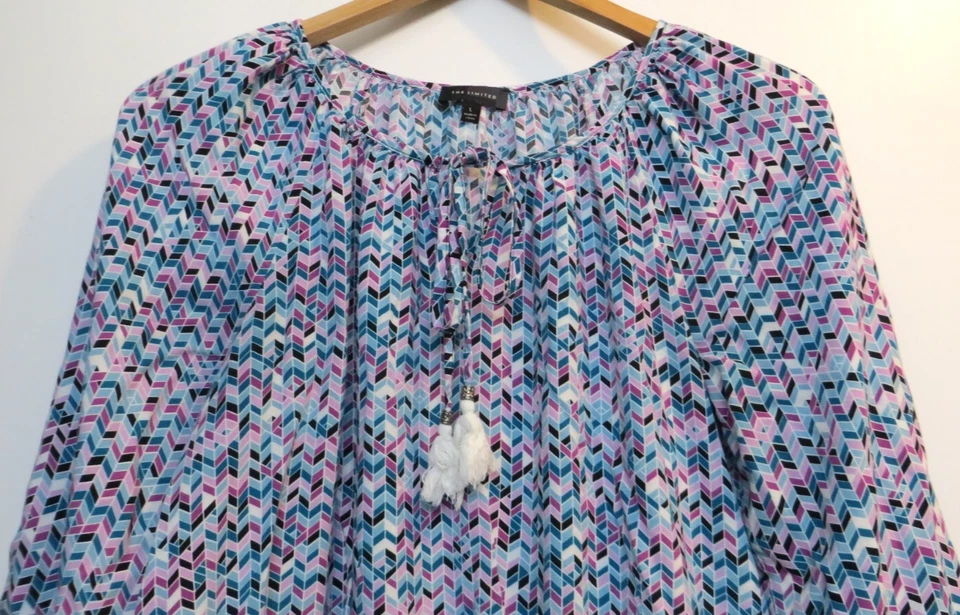 Camiseta The Limited Feminina Grande Roxa Azul Multicolorida Pulôver Geométrico Leve - Imagem 2 de 4